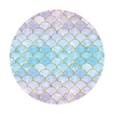 Lofaris Blue And Purple Mermaid Round Baby Shower Backdrop